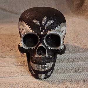 Christopher Radko Black and Silver Glitter Skull